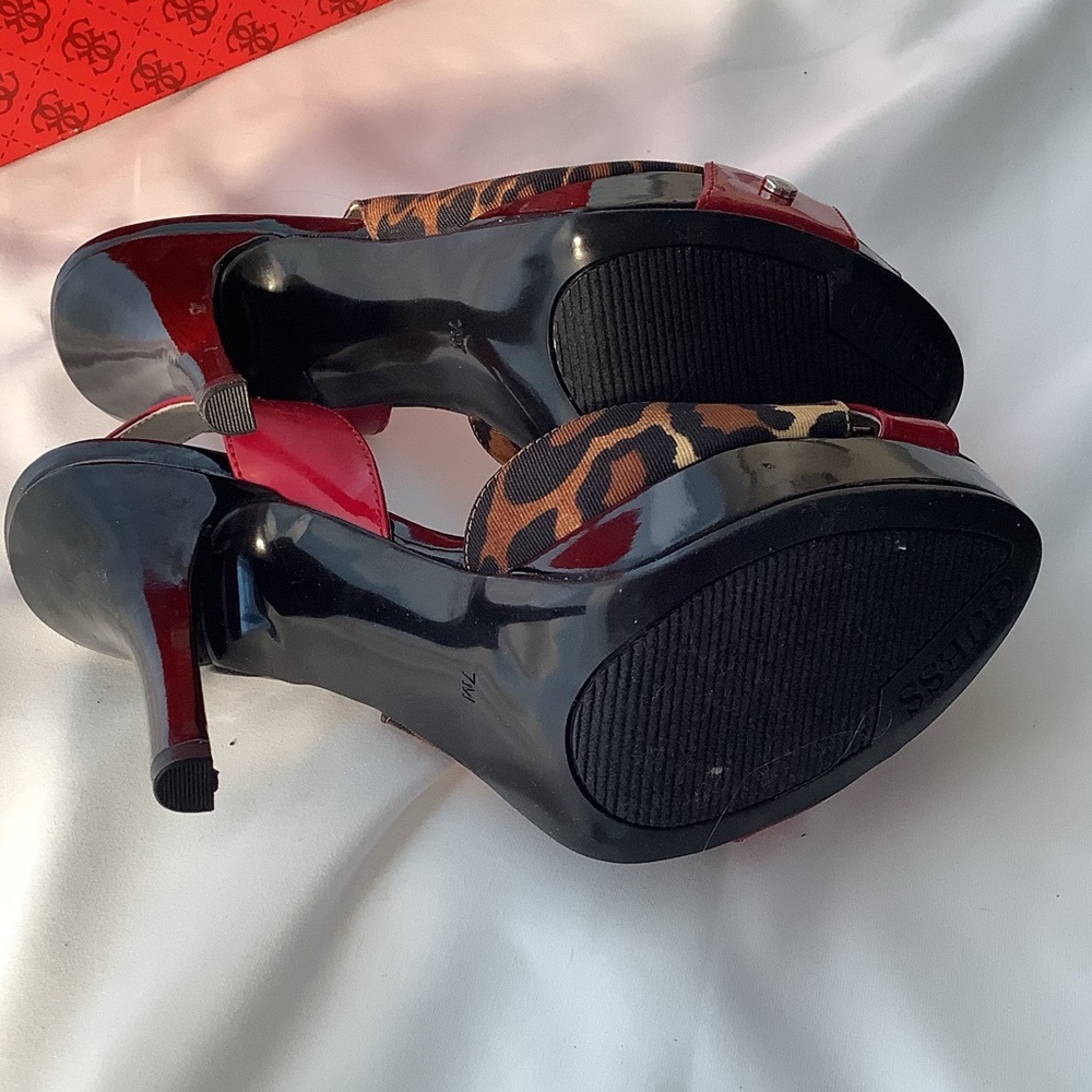 GUESS Leopard & Red Patent Leather. WORN ONLY ONE TIME! - Picture 5 of 7
